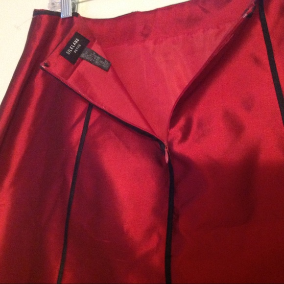 Silkland crimson red & black silk skirt size 14P - Picture 5 of 8